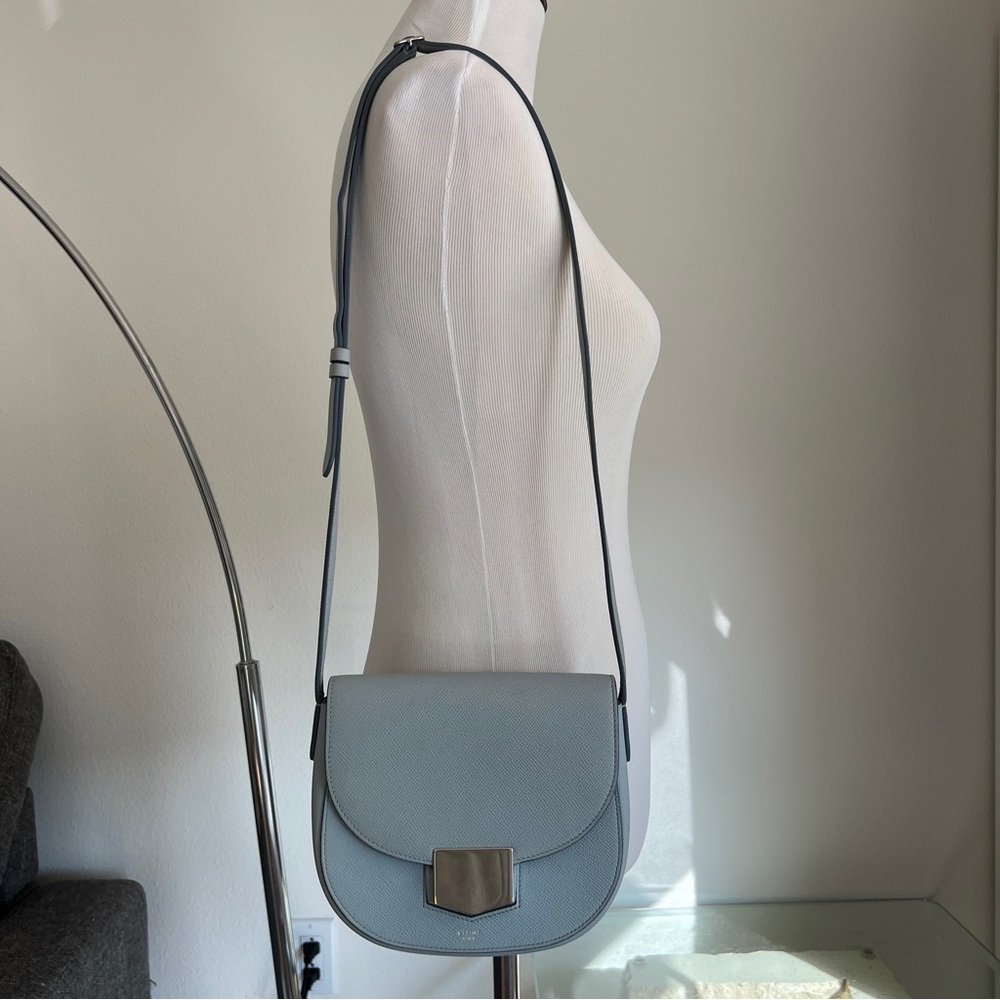 Rare Vintage CELINE Baby Blue Calfskin Trotteur Bag / CELINE Trotteur Bag - Picture 8 of 10